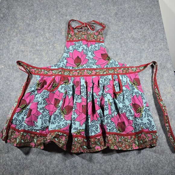 Paper Source Colorful Floral Print Apron Dress Skirt Deep Pockets Adjustable - Picture 1 of 7
